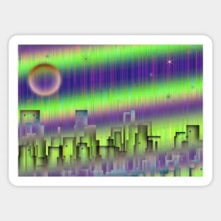 Futuristic city silhouettes Sticker